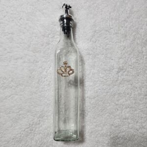 Decorative Glass Oil Dispenser Bottle with Gold Crown Accent